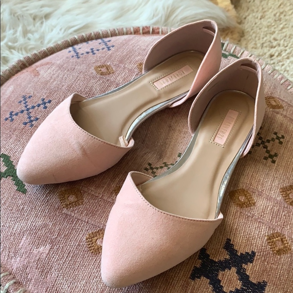 Pink faux suede flats sz 7-1/2